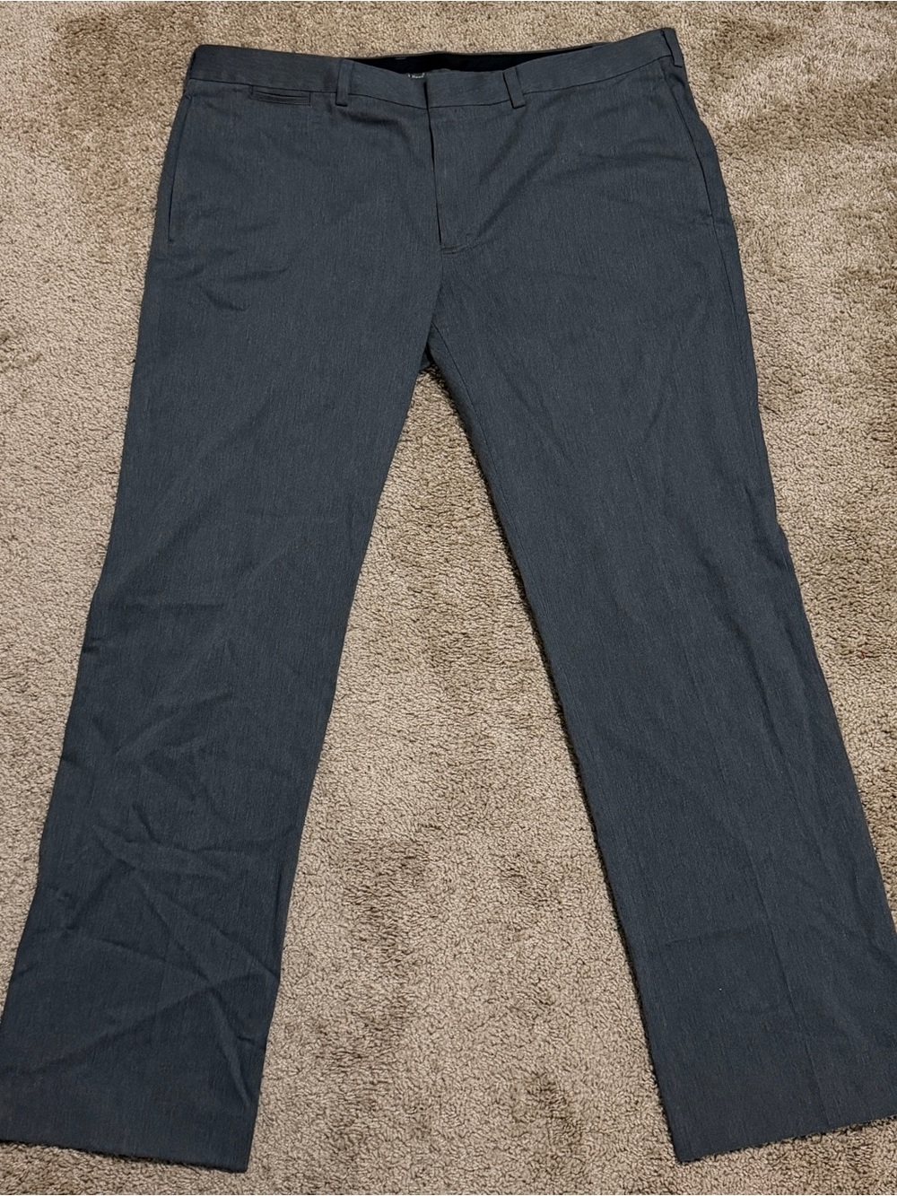 LL Bean Pants Men 42x34Gray Chino Flat Front Business Casual Standard Fit 292258